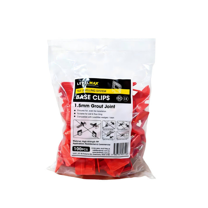 Max Clips LEVELMAX Tile Levelling System – Base Clips 1.5mm 100PCS/Bag